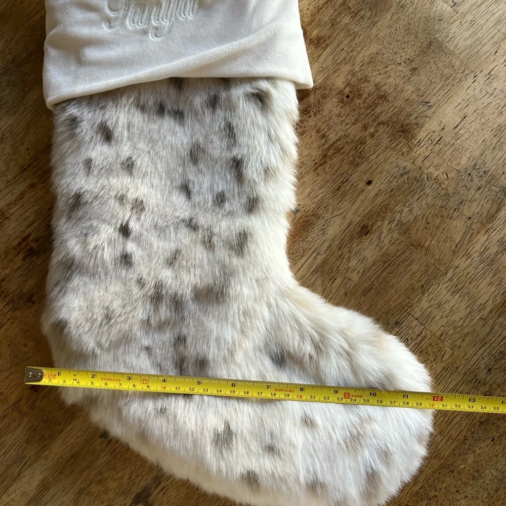Restoration Hardware Baby & Child Snow Leopard Cream Faux Fur Christmas Stocking